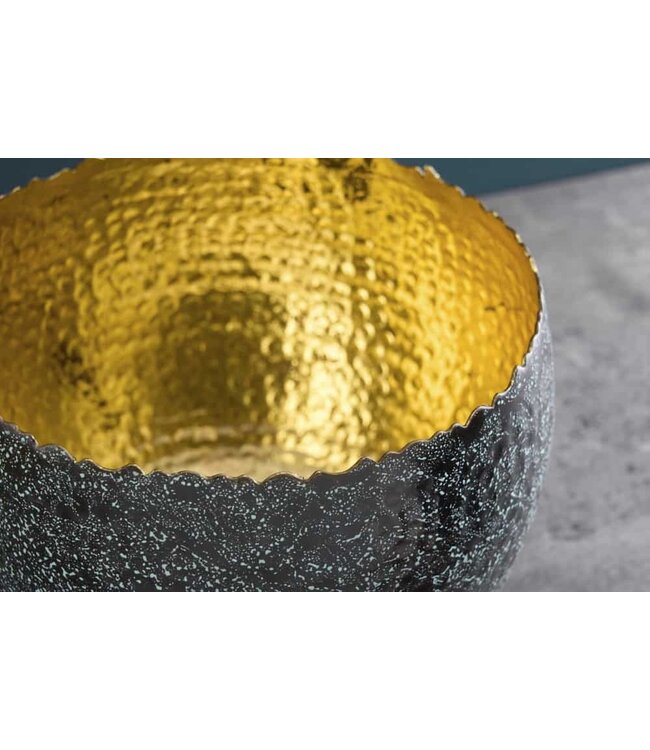 Invicta Interior Handgemaakte decoratieve kom ORIENT 26cm zilver met patina in klassiek gehamerd ontwerp - 41563