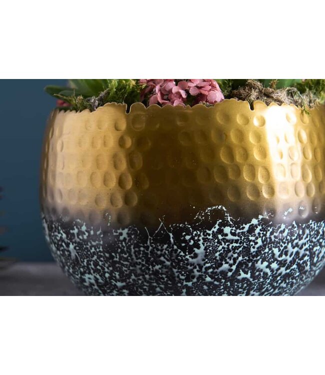 Invicta Interior Handgemaakte decoratieve kom ORIENT 19cm goud met patina in klassiek gehamerd ontwerp - 41562