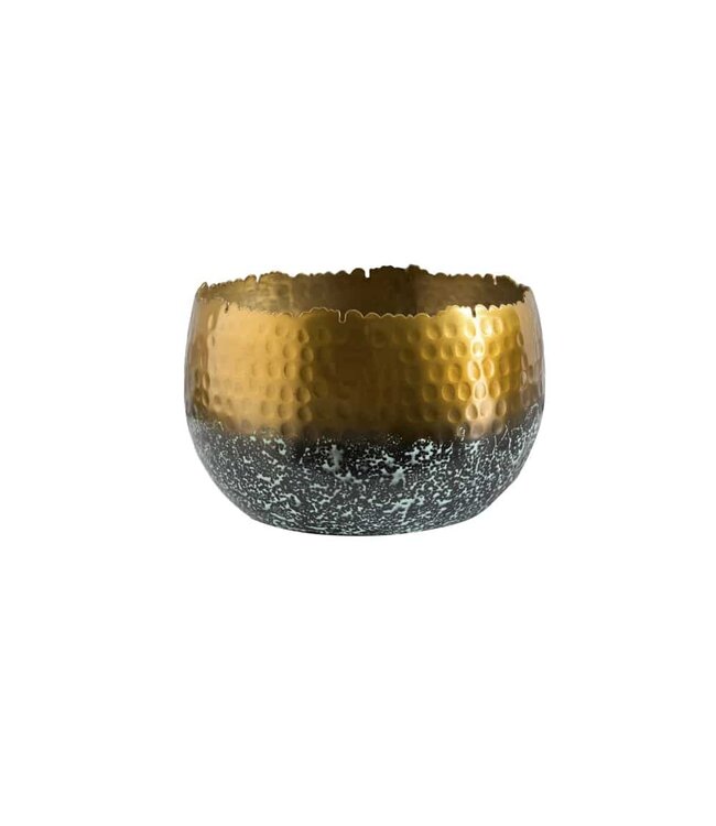 Invicta Interior Handgemaakte decoratieve kom ORIENT 19cm goud met patina in klassiek gehamerd ontwerp - 41562