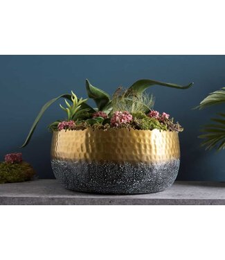 Invicta Interior Handgemaakte decoratieve kom ORIENT 31cm goud met patina in klassiek gehamerd ontwerp - 41561