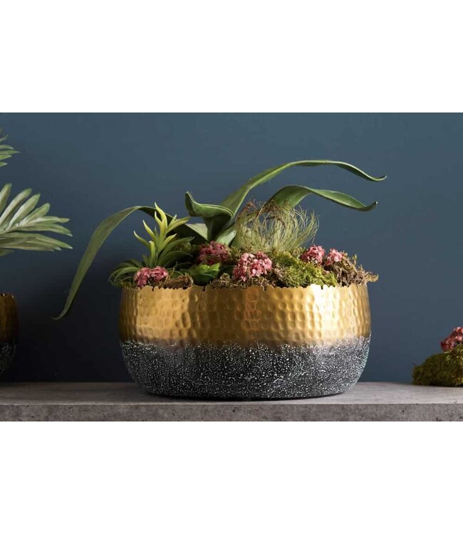 Invicta Interior Handgemaakte decoratieve kom ORIENT 31cm goud met patina in klassiek gehamerd ontwerp - 41561