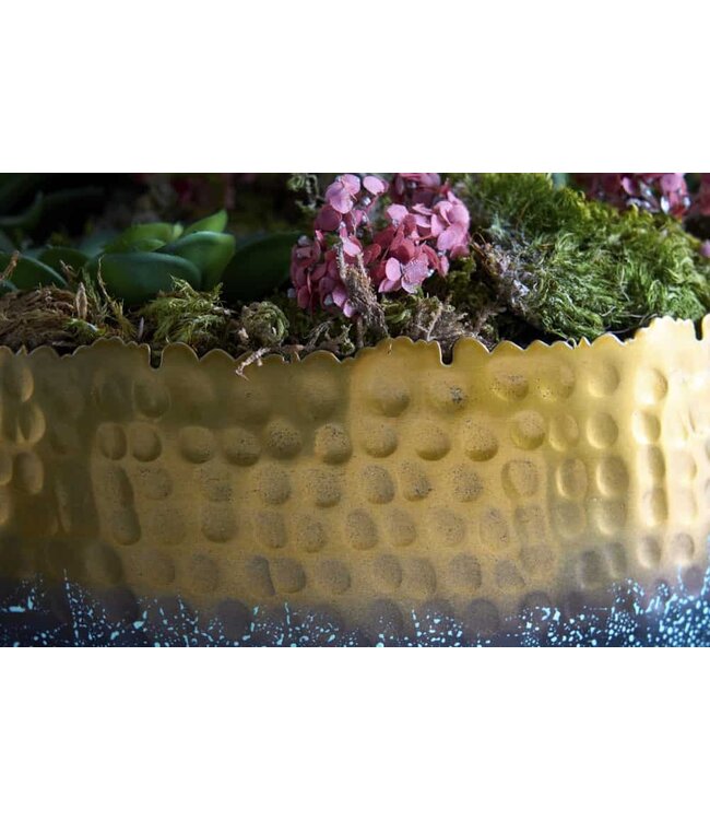 Invicta Interior Handgemaakte decoratieve kom ORIENT 31cm goud met patina in klassiek gehamerd ontwerp - 41561