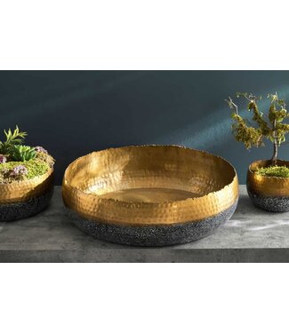 Invicta Interior Handgemaakte decoratieve kom ORIENT 52cm goud met patina in klassiek gehamerd ontwerp - 41560