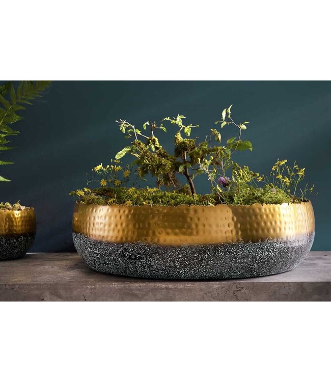 Invicta Interior Handgemaakte decoratieve kom ORIENT 52cm goud met patina in klassiek gehamerd ontwerp - 41560