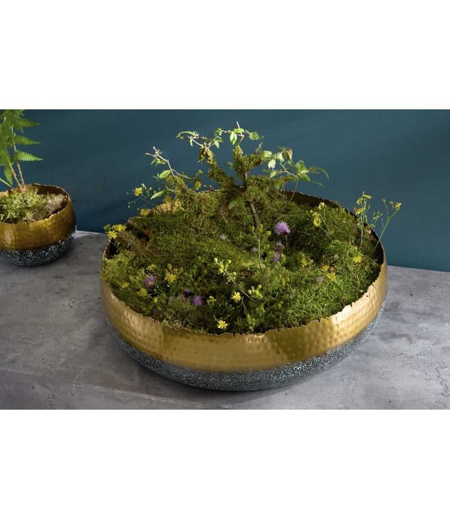 Invicta Interior Handgemaakte decoratieve kom ORIENT 52cm goud met patina in klassiek gehamerd ontwerp - 41560