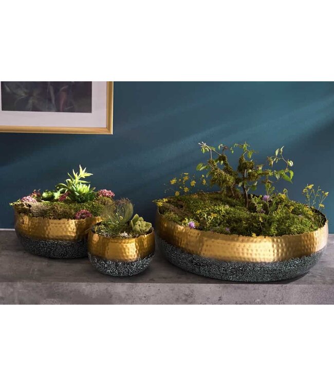 Invicta Interior Handgemaakte decoratieve kom ORIENT 52cm goud met patina in klassiek gehamerd ontwerp - 41560