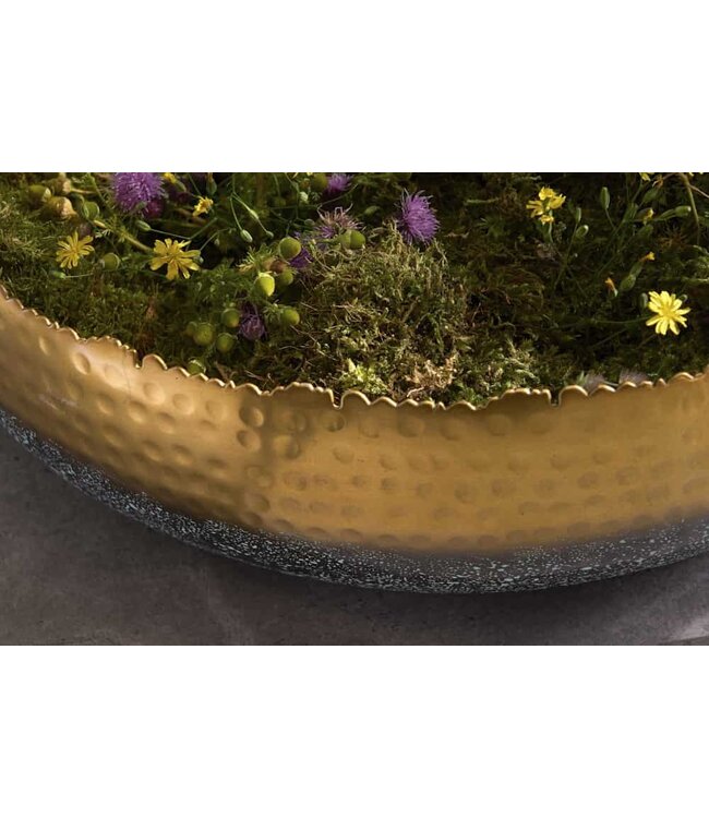 Invicta Interior Handgemaakte decoratieve kom ORIENT 52cm goud met patina in klassiek gehamerd ontwerp - 41560