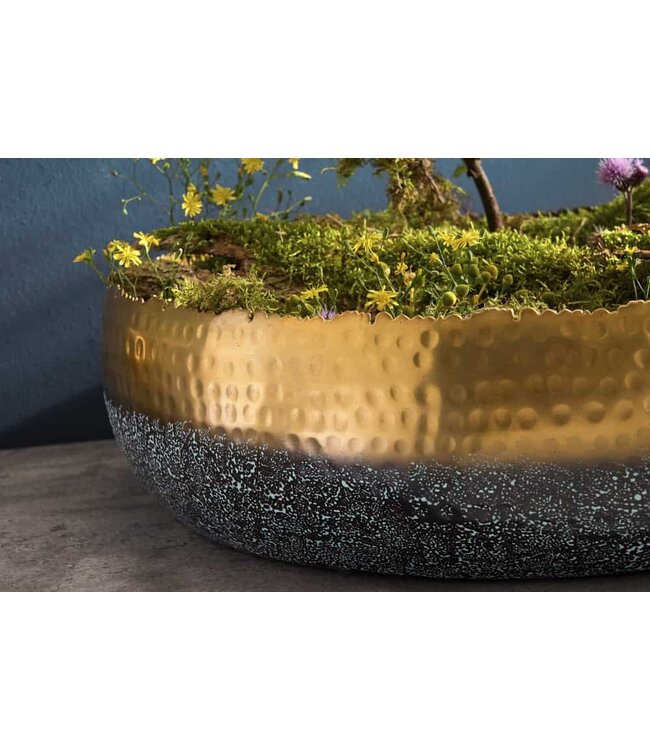Invicta Interior Handgemaakte decoratieve kom ORIENT 52cm goud met patina in klassiek gehamerd ontwerp - 41560