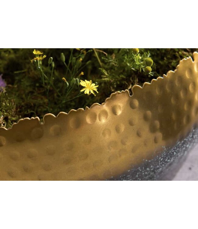 Invicta Interior Handgemaakte decoratieve kom ORIENT 52cm goud met patina in klassiek gehamerd ontwerp - 41560