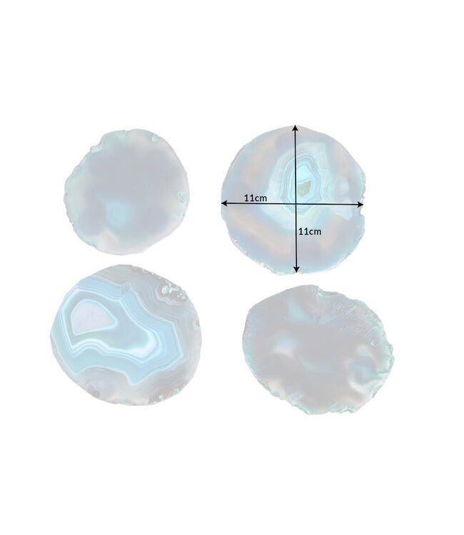 Invicta Interior Set van 4 onderzetters voor glazen COASTER 10cm groene edelsteen agaatkwarts handgemaakt - 41557