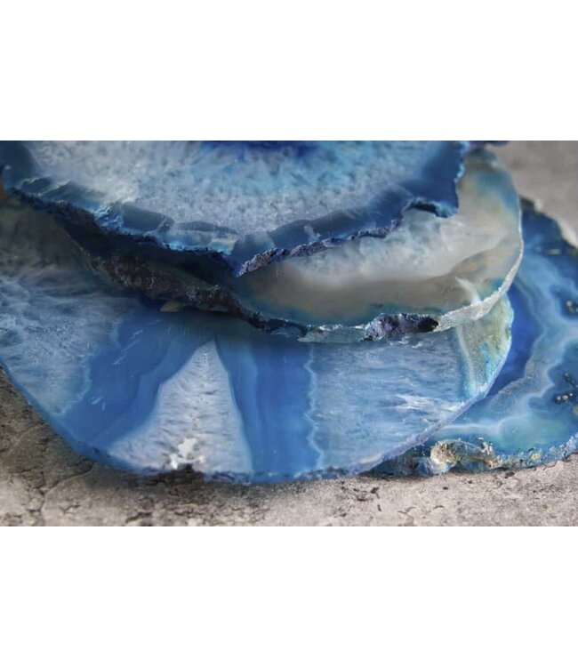 Invicta Interior Set van 4 onderzetters voor glazen COASTER 10cm blauwe edelsteen agaatkwarts handgemaakt - 41556