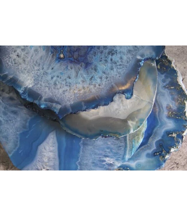 Invicta Interior Set van 4 onderzetters voor glazen COASTER 10cm blauwe edelsteen agaatkwarts handgemaakt - 41556