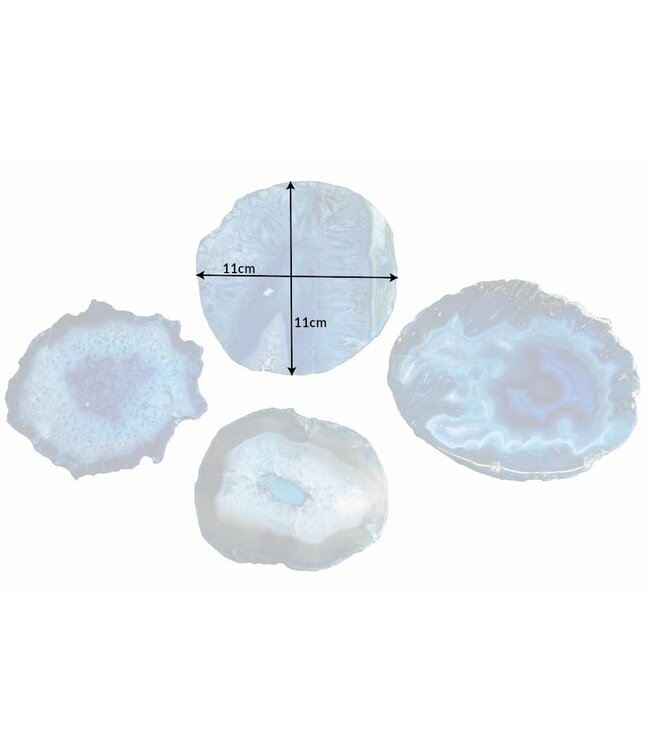 Invicta Interior Set van 4 onderzetters voor glazen COASTER 10cm blauwe edelsteen agaatkwarts handgemaakt - 41556