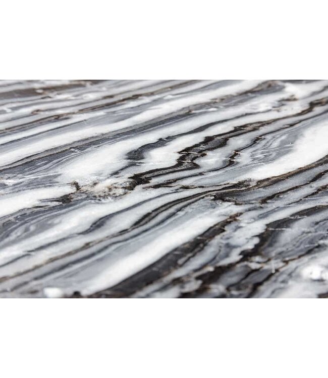 Invicta Interior Design bijzettafel set van 2 ELEMENTS 40cm grijs marmer zwart frame rond - 41555