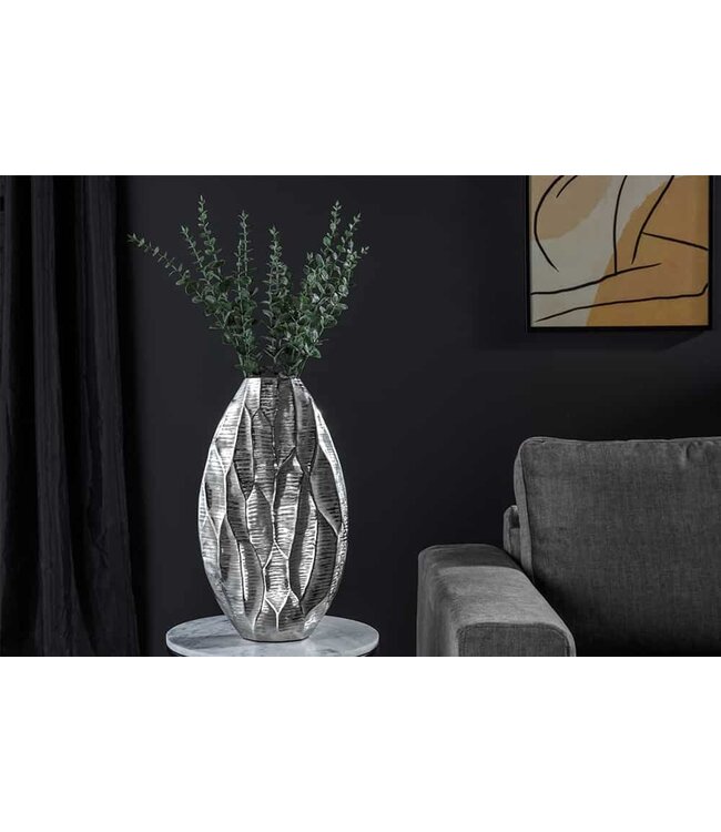Invicta Interior Elegante vaas ORGANIC ORIENT 44cm zilver gehamerd ontwerp - 41546