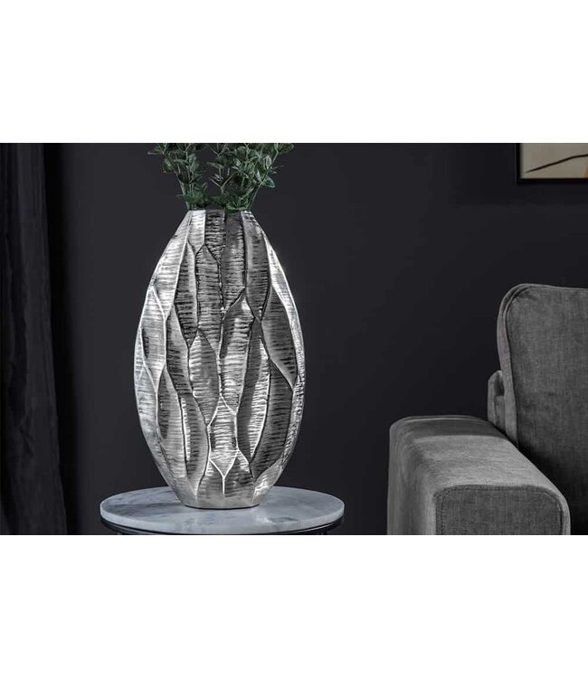 Invicta Interior Elegante vaas ORGANIC ORIENT 44cm zilver gehamerd ontwerp - 41546