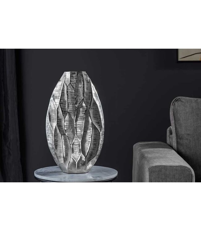 Invicta Interior Elegante vaas ORGANIC ORIENT 44cm zilver gehamerd ontwerp - 41546