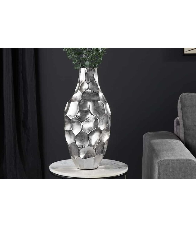 Invicta Interior Elegante vaas ORGANIC ORIENT 45cm zilver gehamerd ontwerp - 41544