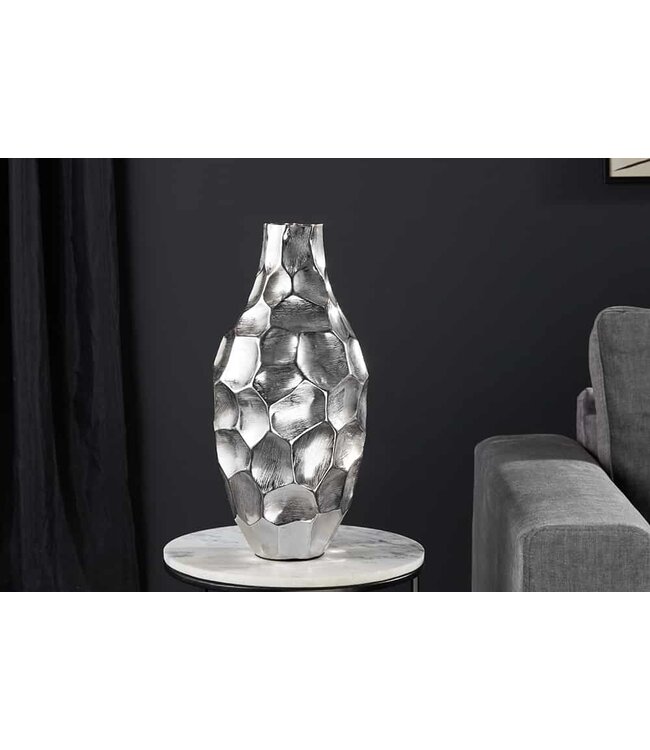 Invicta Interior Elegante vaas ORGANIC ORIENT 45cm zilver gehamerd ontwerp - 41544