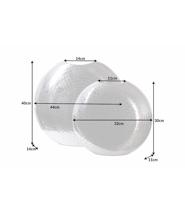 Invicta Interior Elegante vazen set van 2 ORIENTAL 44cm zilver in hamerslagpatroon - 41542