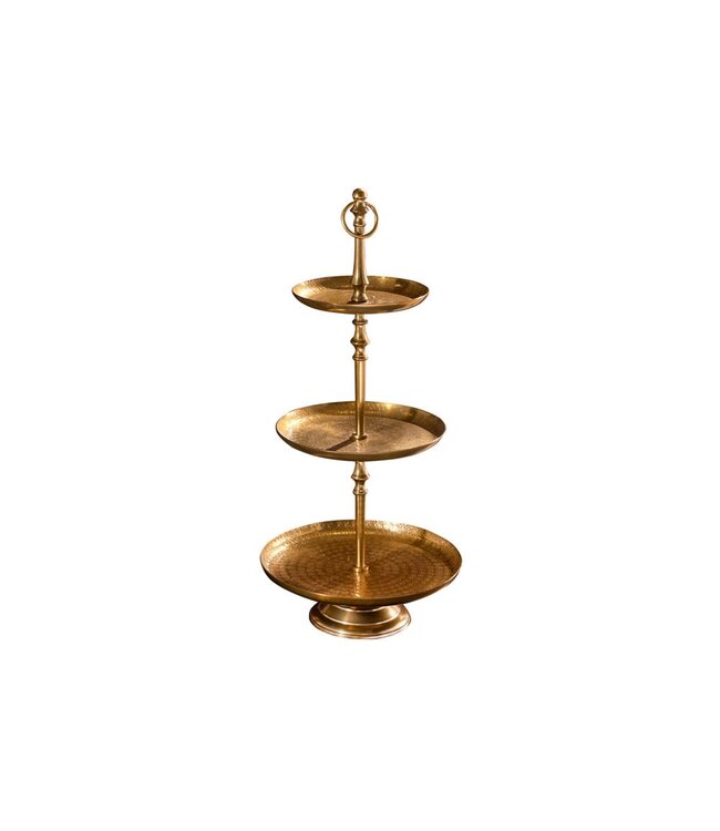 Invicta Interior Design taartplateau ORIENT 65cm goud in wild hammer finish met drie niveaus - 41537