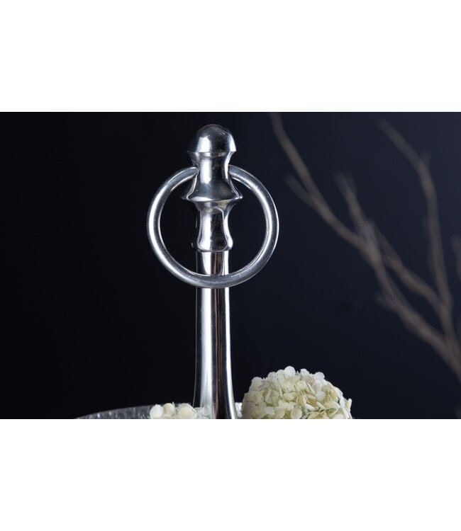 Invicta Interior Elegante taartschaal ORIENT 65cm zilver in wild hamerdesign met drie niveaus - 41536