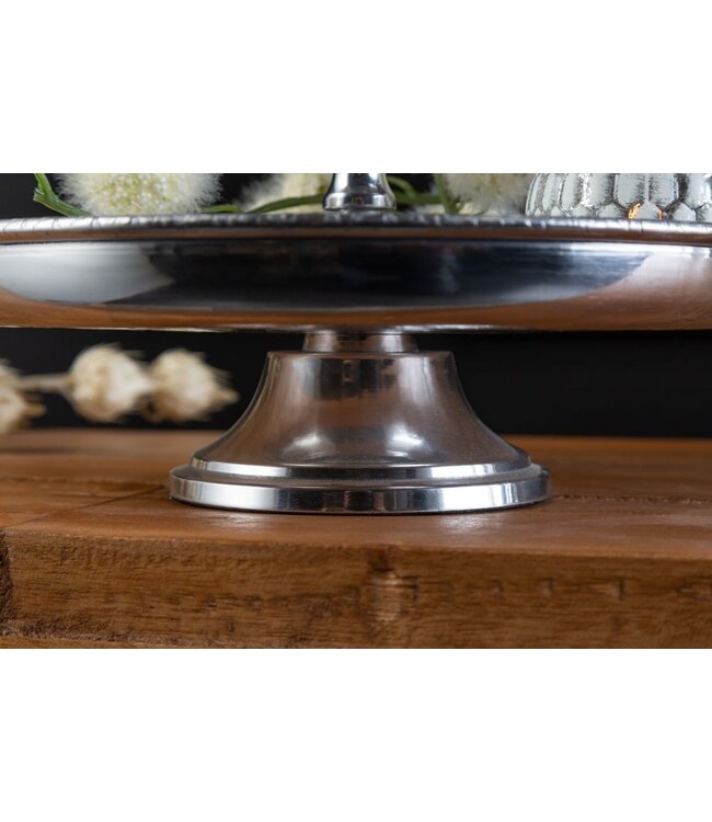 Invicta Interior Design taartplateau ORIENT 47cm zilver in wildhammerafwerking met drie niveaus - 41534