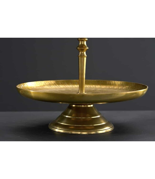 Invicta Interior Design taartplateau ORIENT 50cm goud in wildhammerafwerking met drie niveaus - 41533