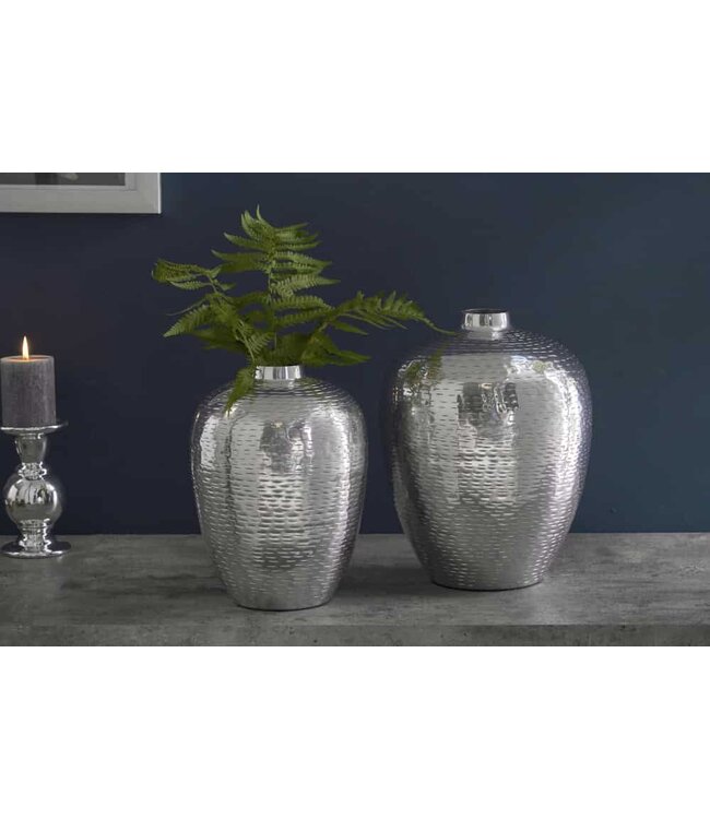 Invicta Interior Elegante vazen set van 2 ORIENTAAL 32 cm zilver in rijsthamerontwerp - 41531