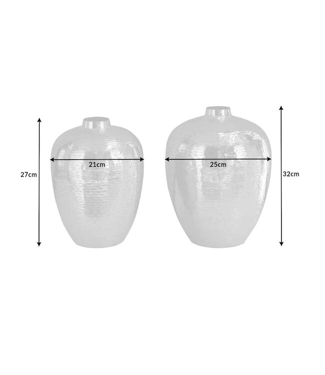 Invicta Interior Elegante vazen set van 2 ORIENTAAL 32 cm zilver in rijsthamerontwerp - 41531