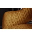 Invicta Interior Elegante barkruk PARIS mosterdgeel fluweel met decoratieve stiksels en gouden voetdoppen - 41516