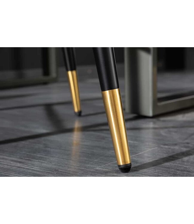 Invicta Interior Design barkruk PARIS grijs fluweel met decoratieve quilting en gouden voetdoppen - 41514