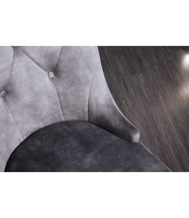 Invicta Interior Elegante stoel MODERN BAROK grijs fluweel met zilveren leeuwenkop - 41507