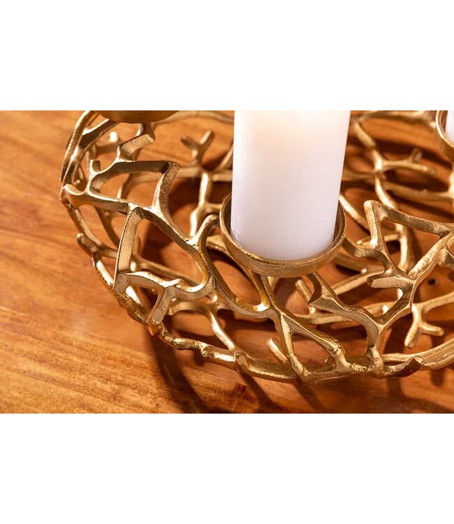 Invicta Interior Elegante kandelaar ABSTRACT 38cm gouden takkenkrans voor 4 kaarsen - 41278