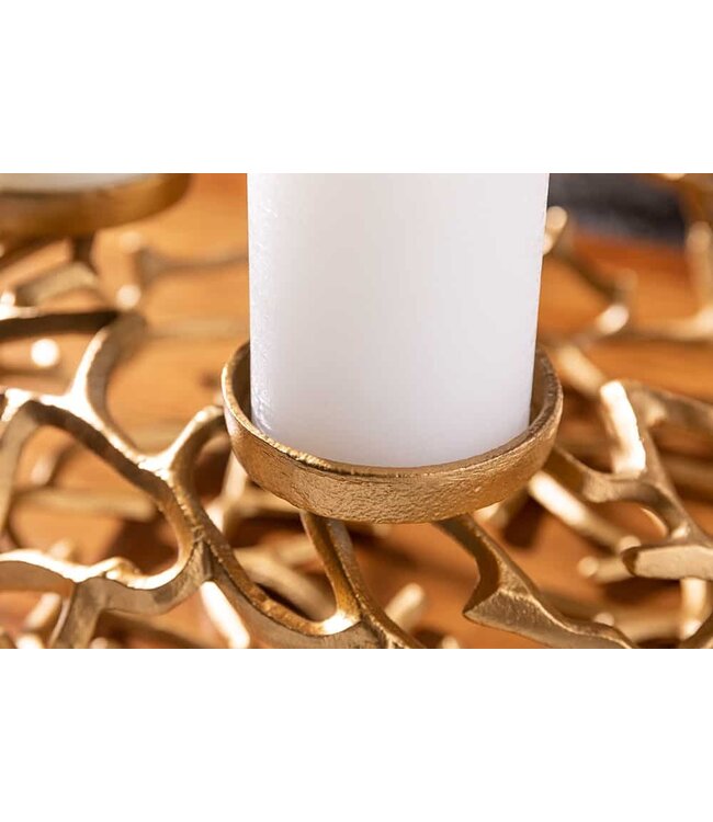 Invicta Interior Elegante kandelaar ABSTRACT 38cm gouden takkenkrans voor 4 kaarsen - 41278