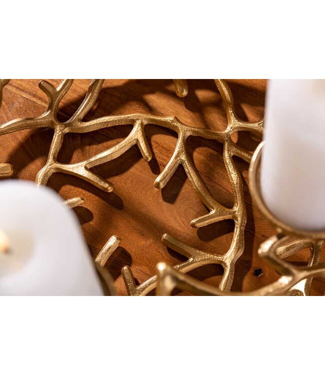 Invicta Interior Elegante kandelaar ABSTRACT 38cm gouden takkenkrans voor 4 kaarsen - 41278