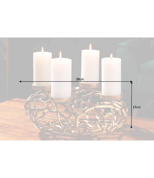 Invicta Interior Elegante kandelaar ABSTRACT 38cm gouden takkenkrans voor 4 kaarsen - 41278