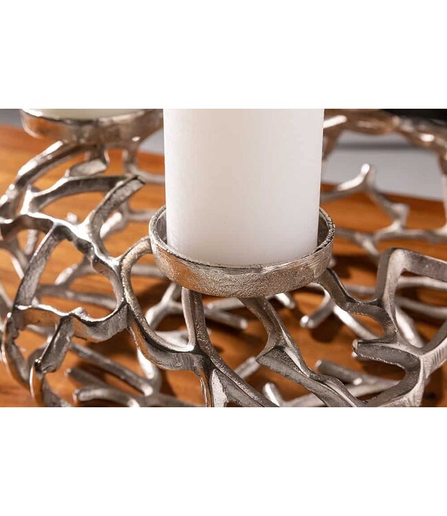 Invicta Interior Elegante kandelaar ABSTRACT 38cm zilveren takkenkrans voor 4 kaarsen - 41277