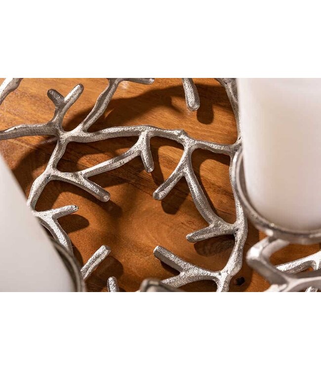 Invicta Interior Elegante kandelaar ABSTRACT 38cm zilveren takkenkrans voor 4 kaarsen - 41277