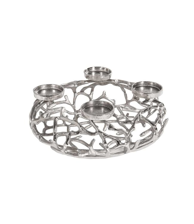 Invicta Interior Elegante kandelaar ABSTRACT 38cm zilveren takkenkrans voor 4 kaarsen - 41277