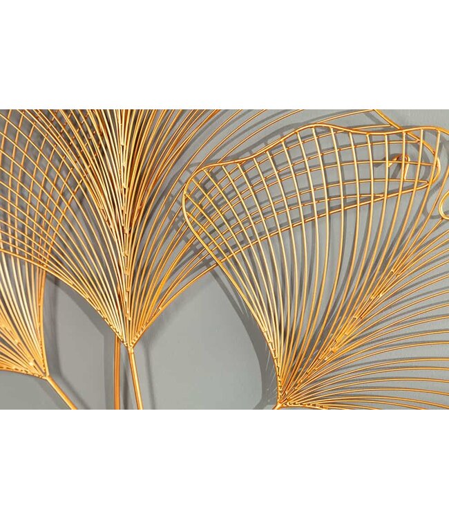 Invicta Interior Elegante wanddecoratie GINKGO 90cm goud in filigrane bladvorm - 41274