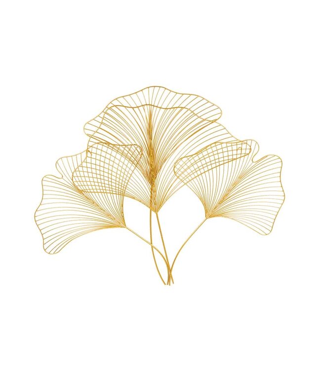 Invicta Interior Elegante wanddecoratie GINKGO 90cm goud in filigrane bladvorm - 41274