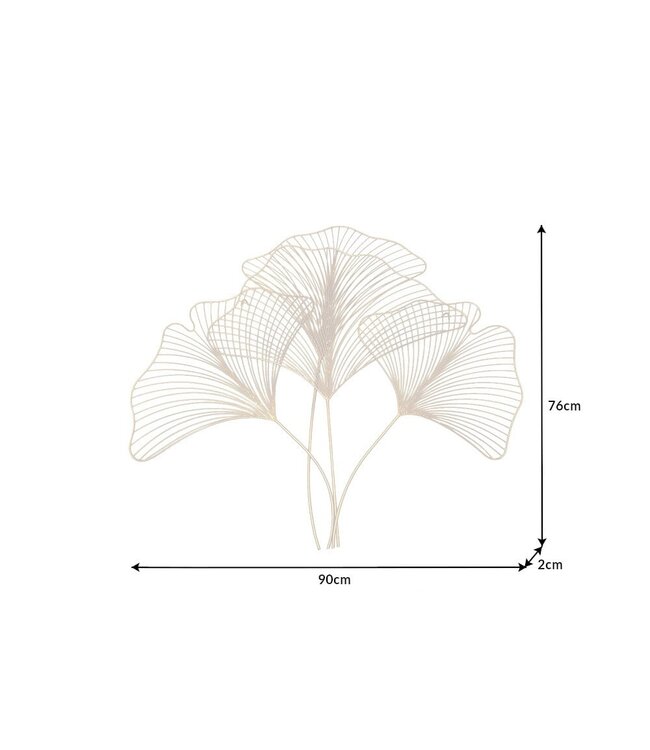 Invicta Interior Elegante wanddecoratie GINKGO 90cm goud in filigrane bladvorm - 41274
