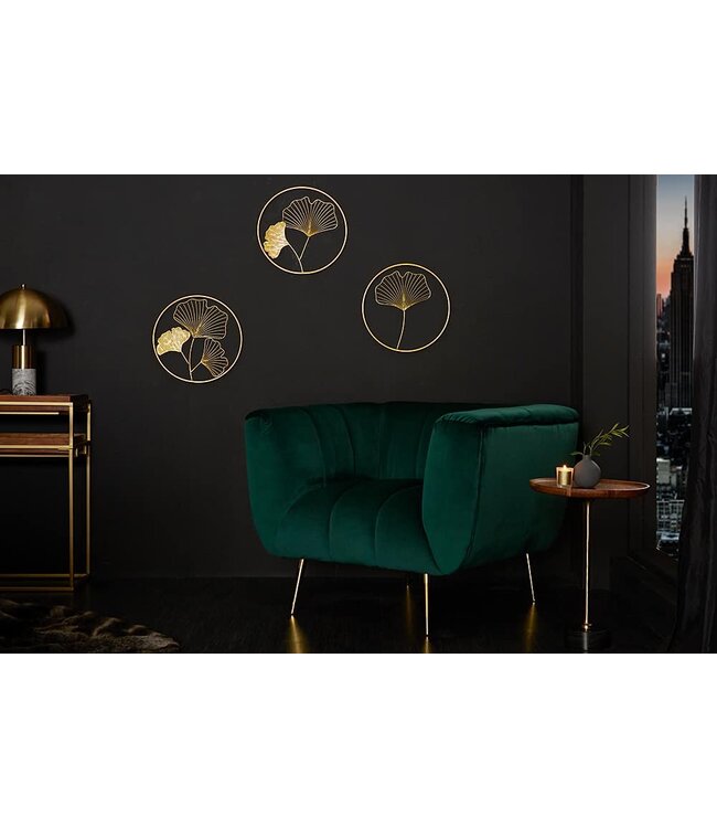 Invicta Interior Elegante wanddecoratie set van 3 GINKGO 40cm goud in filigrane bladvorm - 41273