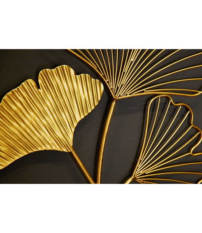 Invicta Interior Elegante wanddecoratie set van 3 GINKGO 40cm goud in filigrane bladvorm - 41273