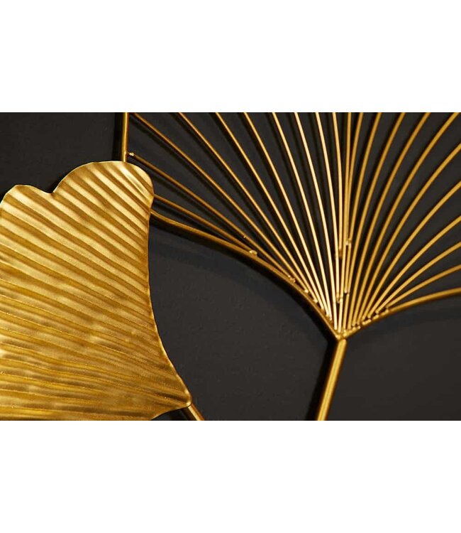 Invicta Interior Elegante wanddecoratie set van 3 GINKGO 40cm goud in filigrane bladvorm - 41273