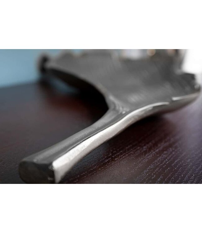 Invicta Interior Handgemaakte decoratieve kom ABSTRACT BLAD 65cm zilver aluminium - 41270