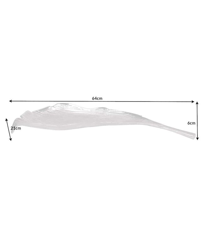 Invicta Interior Handgemaakte decoratieve kom ABSTRACT BLAD 65cm zilver aluminium - 41270