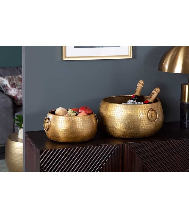 Invicta Interior Set van 3 bloempotten ORIENT 25/20/15cm metaal goud gehamerd ontwerp - 41269