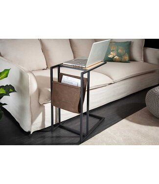 Invicta Interior industrieele laptoptafel LOFT 48cm eikenlook bijzettafel met plank - 41207